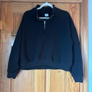 PINK size Large Black Quarter-Zip Pullover Cropped
